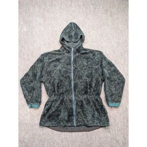 Vintage Columbia Womens XL Fleece Hooded Jacket Green Leaf Anorak Sherpa y2k 90s